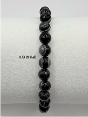 Harmony Emotional Healing Black Eyed Agate Semi-Precious Bead Bracelet